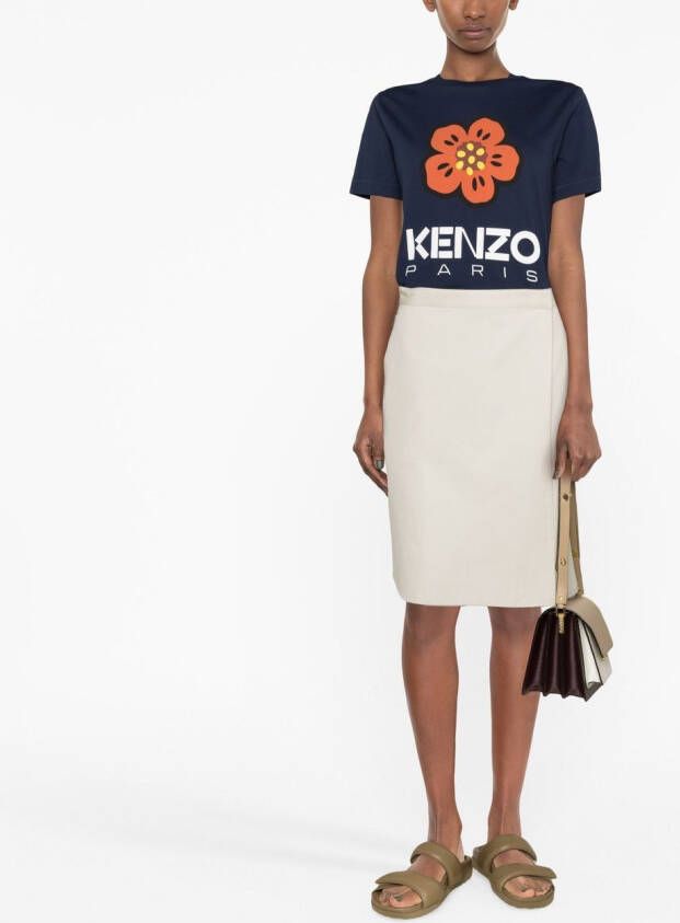 Kenzo T-shirt met bloemenprint Blauw