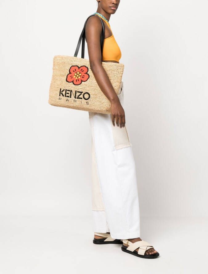 Kenzo Boke Flower rieten tas Beige