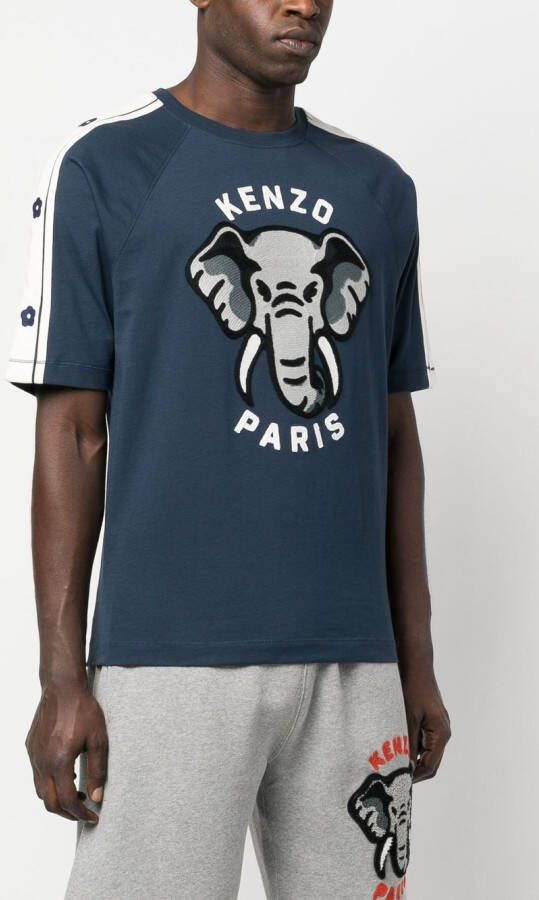Kenzo T-shirt met olifant-patroon Blauw