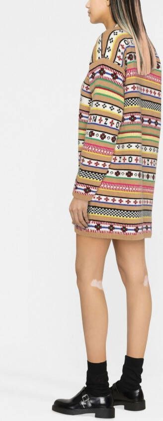 Kenzo Intarsia sweaterjurk Bruin