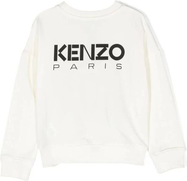 Kenzo Kids Broke Flower katoenen sweater Beige