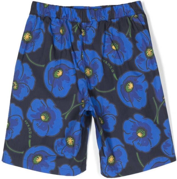 Kenzo Kids Shorts met bloemenprint Blauw