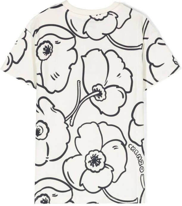 Kenzo Kids T-shirt met bloemenprint Beige