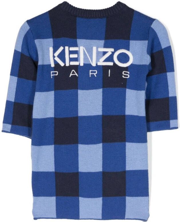 Kenzo Kids Geruite jurk Blauw