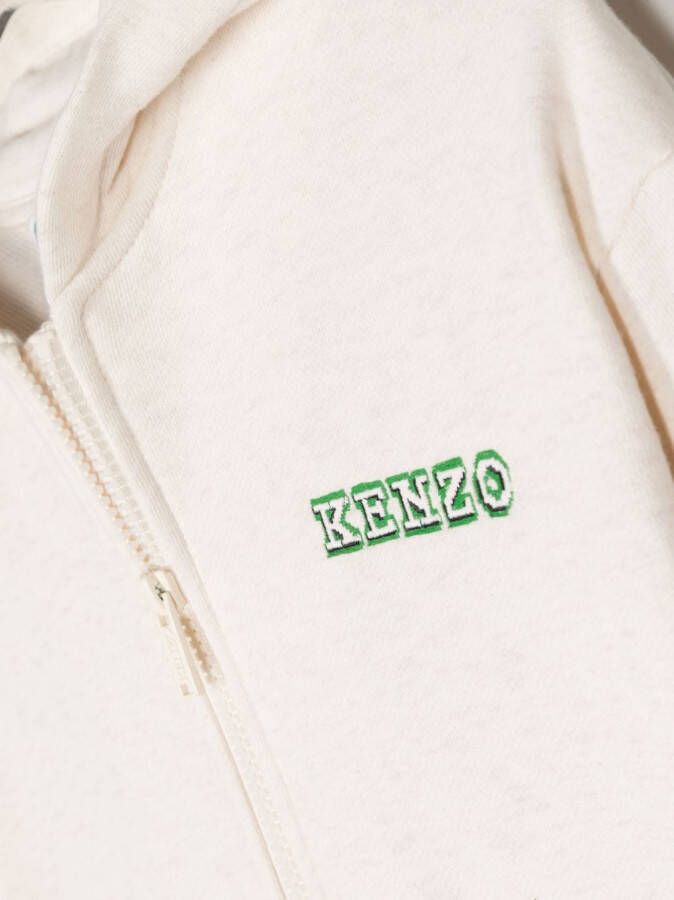 Kenzo Kids Hoodie met geborduurd logo Beige