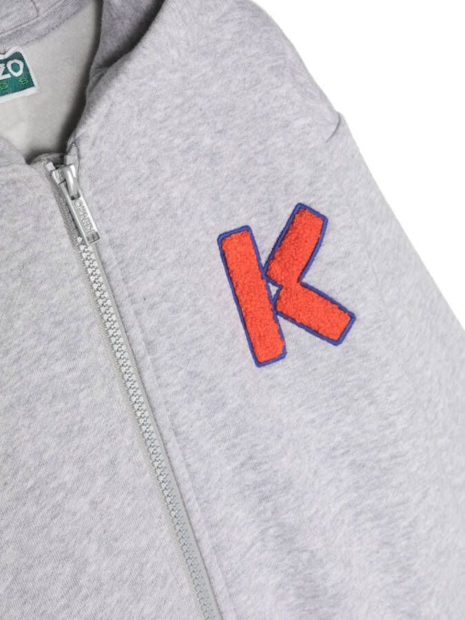 Kenzo Kids Hoodie met geborduurd logo Grijs