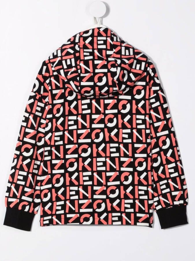 Kenzo Kids Hoodie met logoprint Zwart