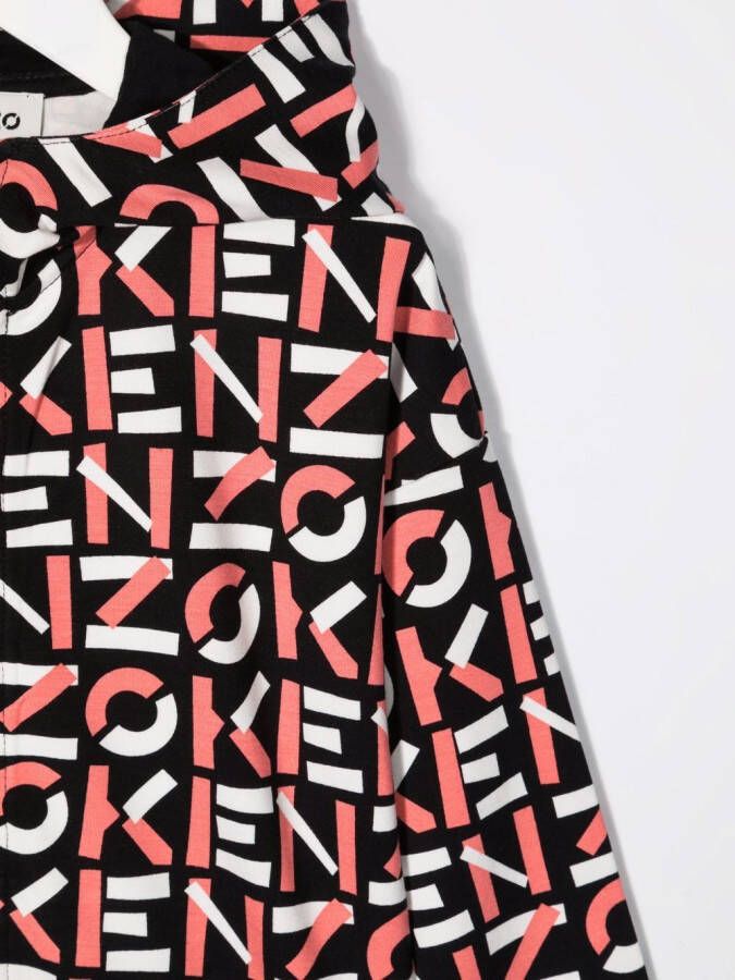 Kenzo Kids Hoodie met logoprint Zwart