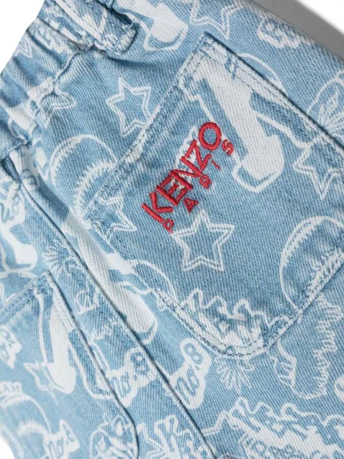Kenzo Kids Jeans met geborduurd logo Blauw