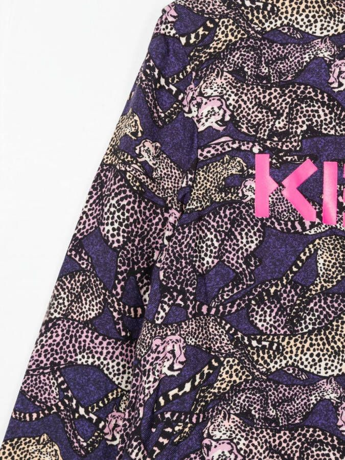 Kenzo Kids Jurk met dierenprint Paars