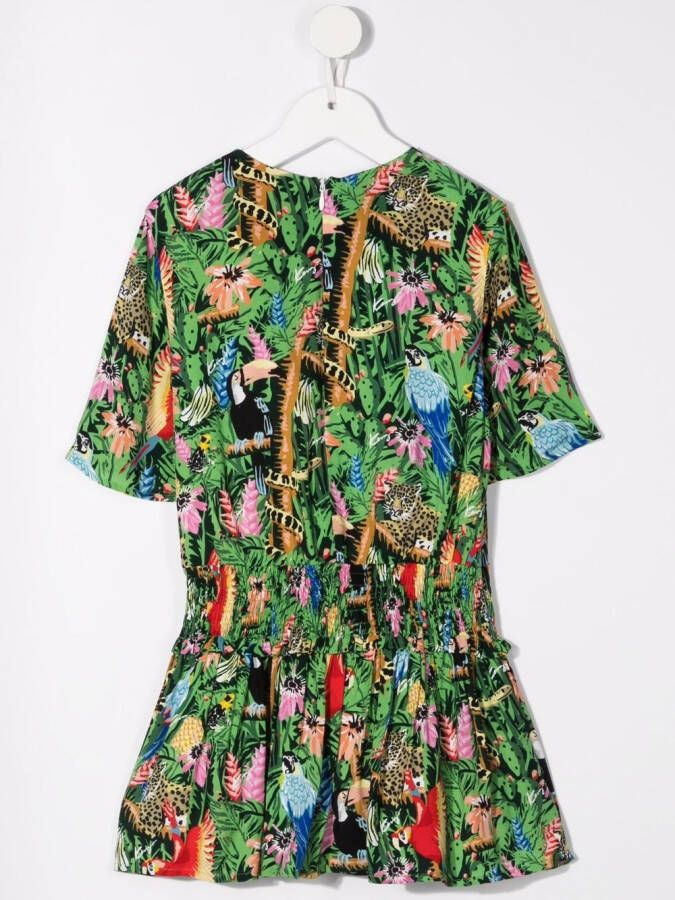 Kenzo Kids Jurk met jungleprint Groen