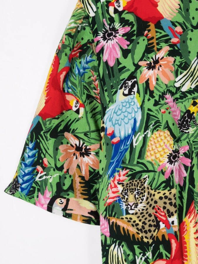 Kenzo Kids Jurk met jungleprint Groen