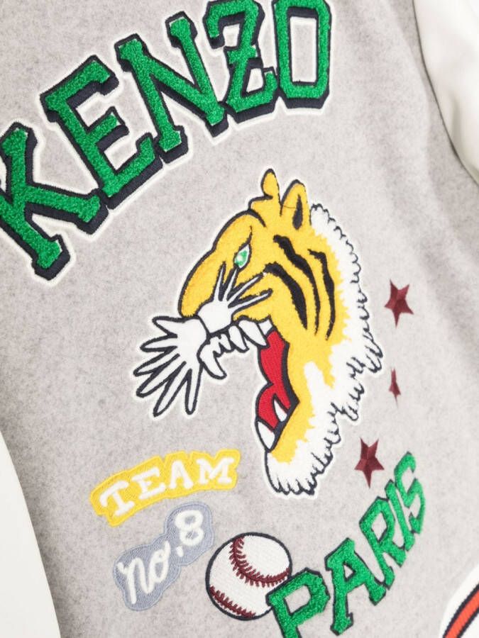 Kenzo Kids Bomberjack met geborduurd logo Grijs