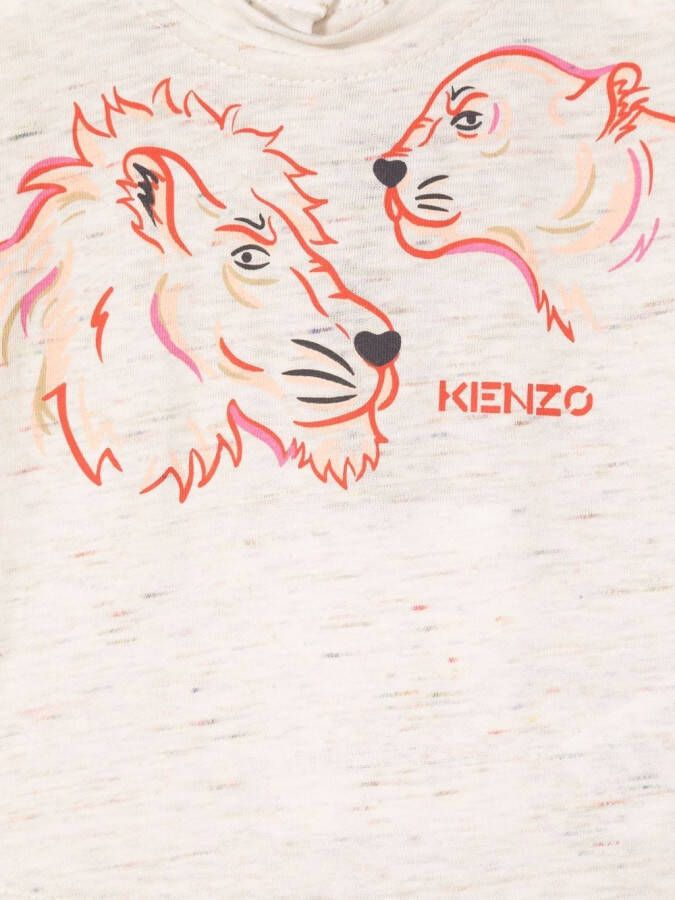 Kenzo Kids Romper met leeuwprint Beige