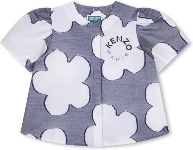 Kenzo Kids Shirt met bloemenprint Blauw