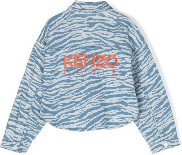 Kenzo Kids Shirtjack met tijgerprint Blauw
