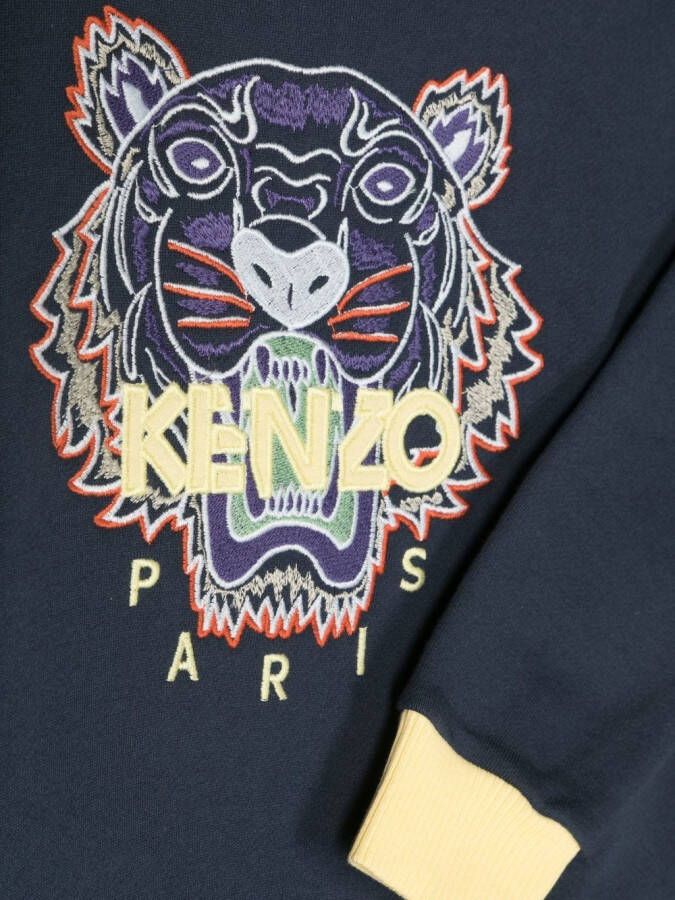 Kenzo Kids Sweater met tijgerprint Blauw