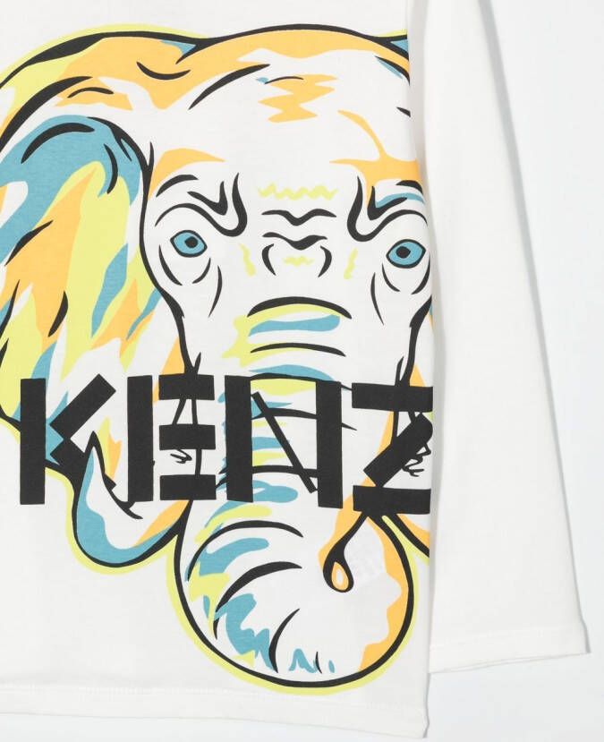 Kenzo Kids T-shirt met olifantenprint Wit