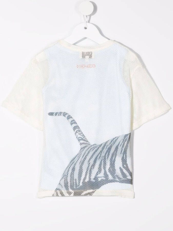 Kenzo Kids T-shirt met tijgerprint Beige