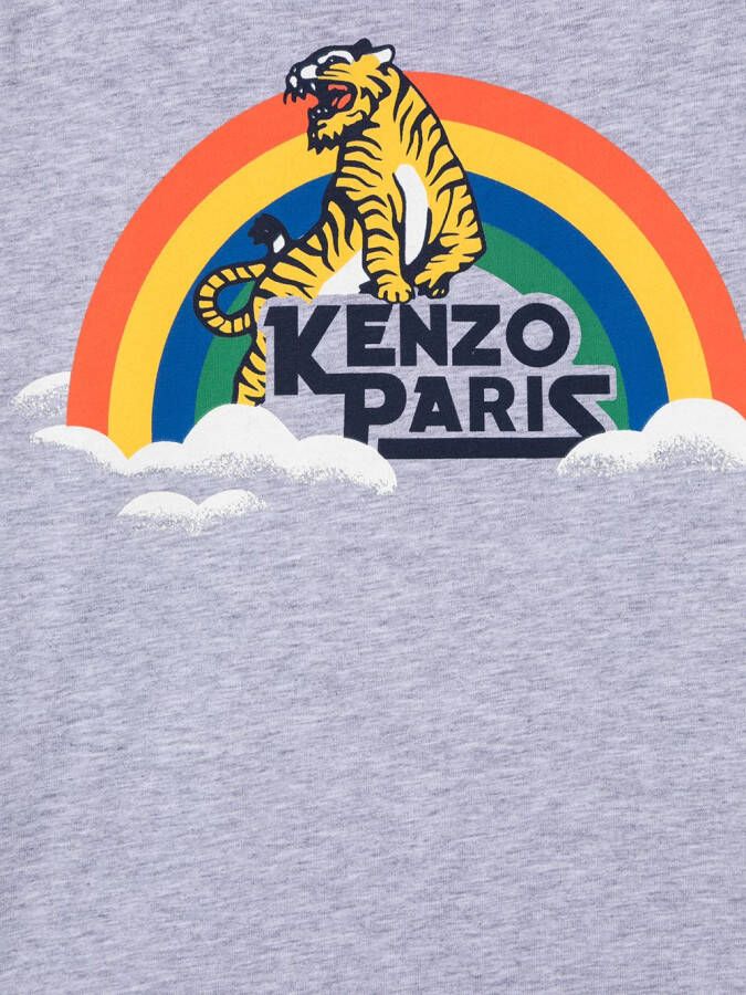 Kenzo Kids T-shirt met tijgerprint Grijs
