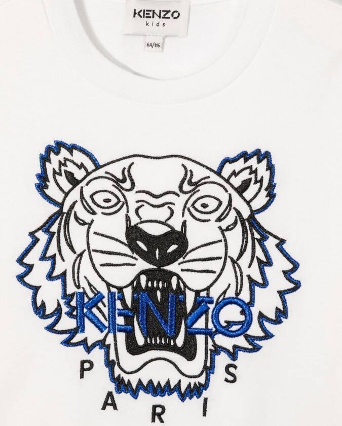 Kenzo Kids T-shirt met tijgerprint Wit
