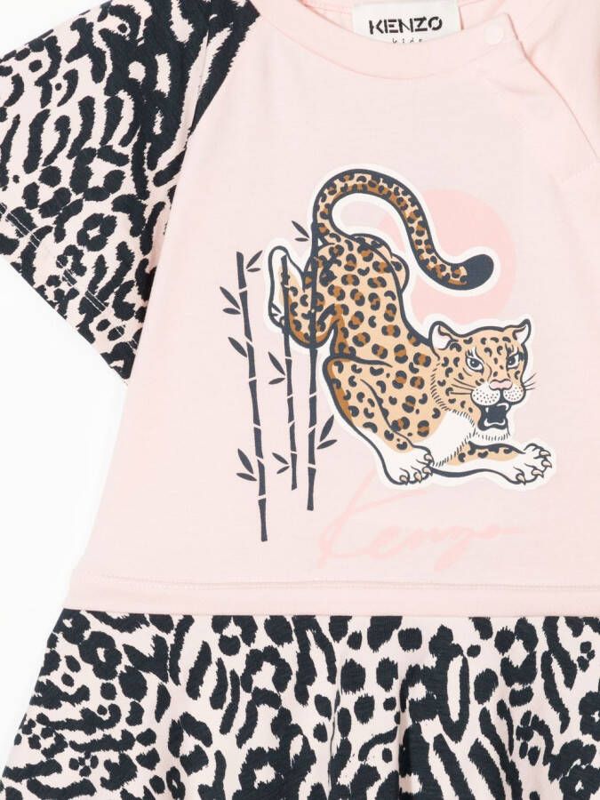 Kenzo Kids T-shirtjurk met luipaardprint Roze
