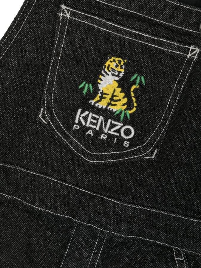 Kenzo Kids Tuinbroekjurk met geborduurd logo Zwart