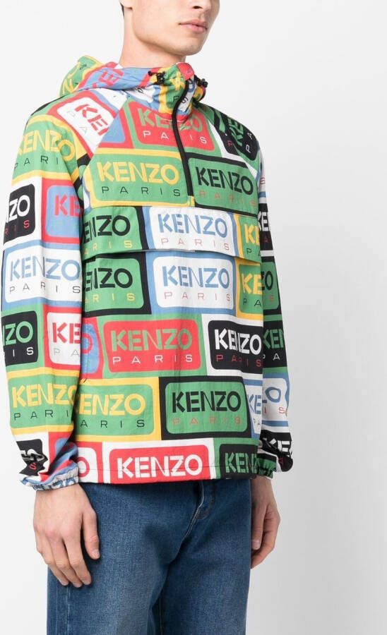 Kenzo Green Labels Half Zip Windbreaker Groen