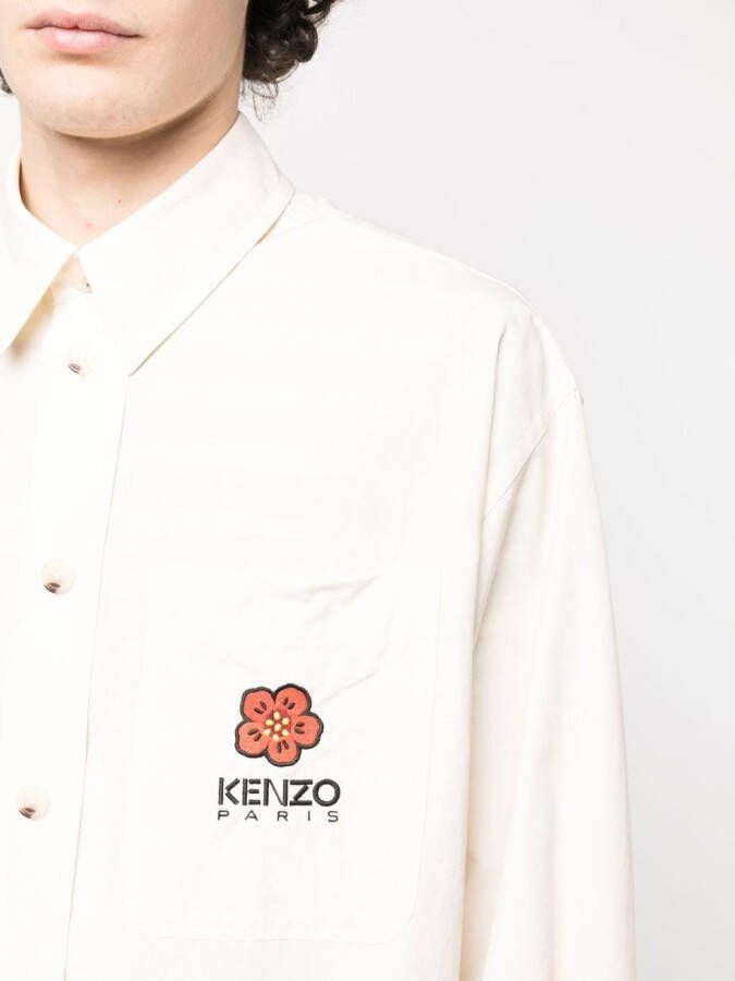 Kenzo Overhemd met geborduurd logo Beige