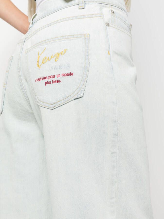 Kenzo Jeans met geborduurd logo Blauw