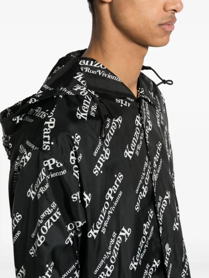 Kenzo Windjack met capuchon en logoprint Zwart