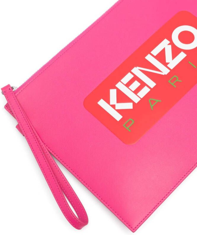 Kenzo Leren clutch Roze