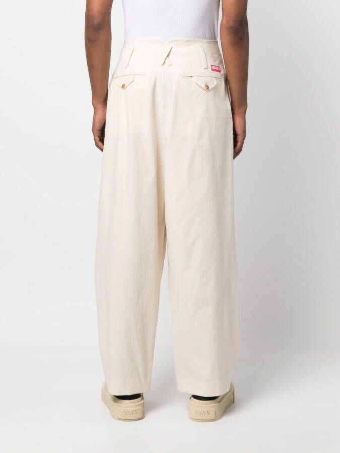 Kenzo Ruimvallende plooibroek Beige