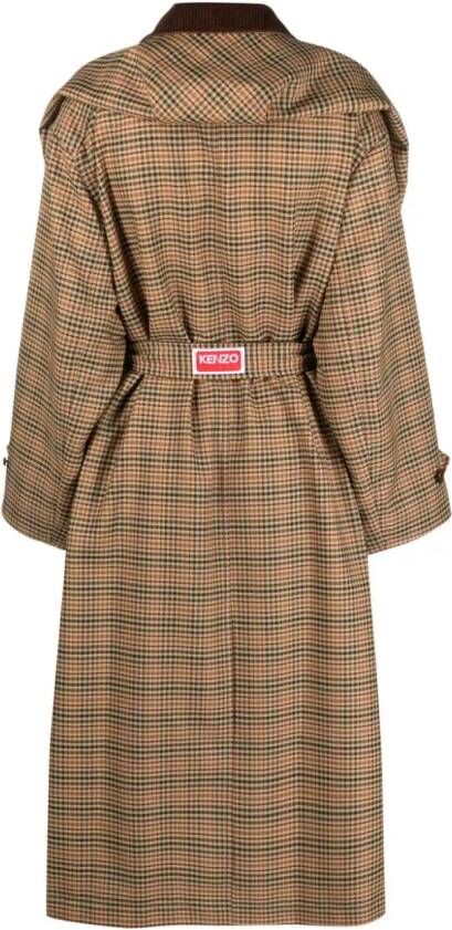 Kenzo Geruite trenchcoat Beige