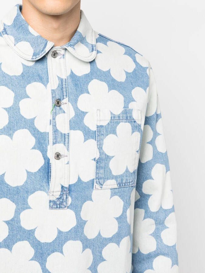 Kenzo Shirtjack met bloemenprint Blauw