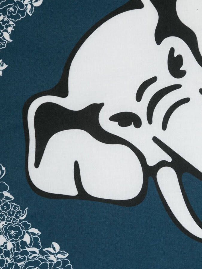 Kenzo Sjaal met olifantprint Blauw