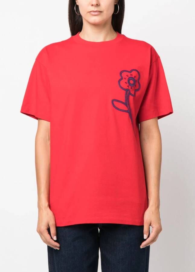 Kenzo T-shirt met geborduurde bloemen Rood