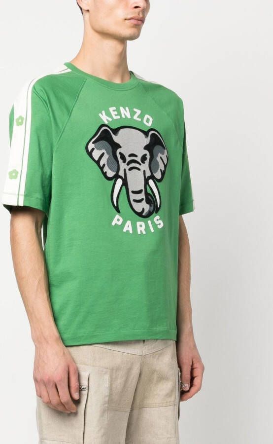 Kenzo T-shirt met olifant patroon Groen