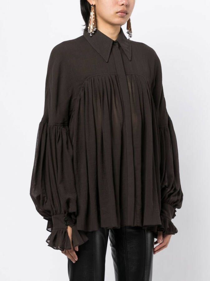 KHAITE Geplooide blouse Bruin