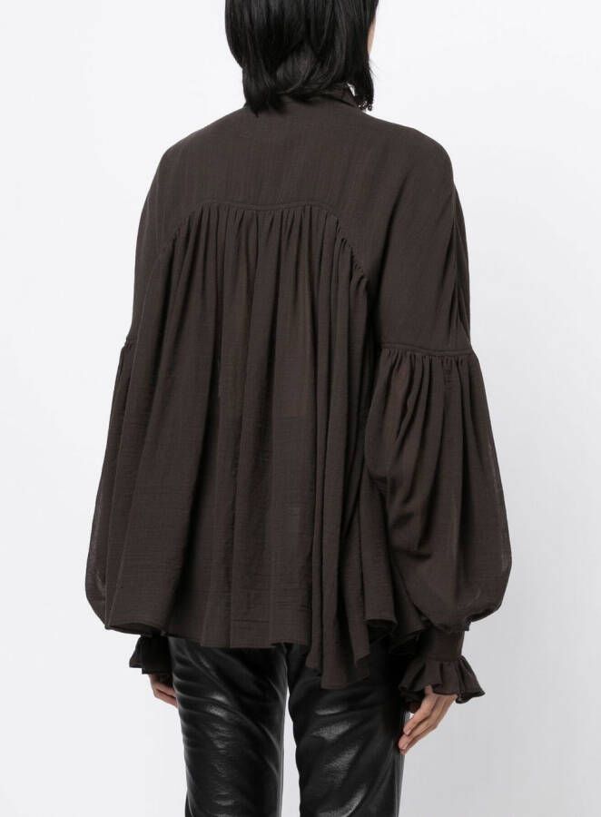 KHAITE Geplooide blouse Bruin