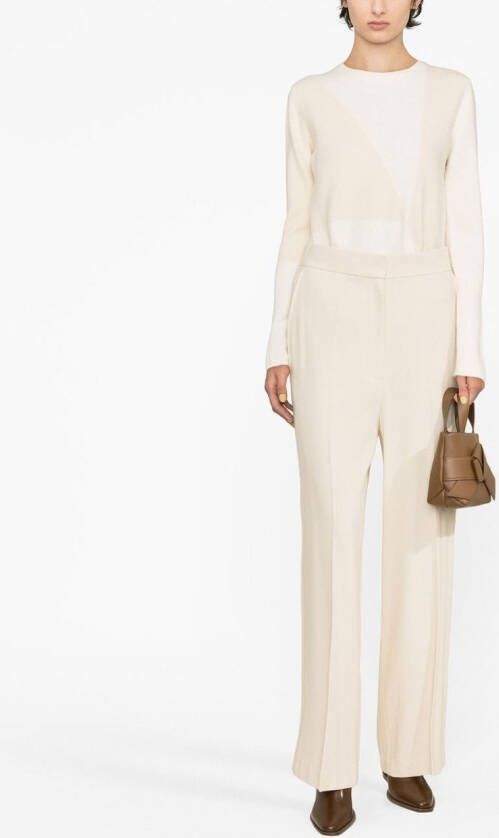 KHAITE Broek met wijde pijpen Beige