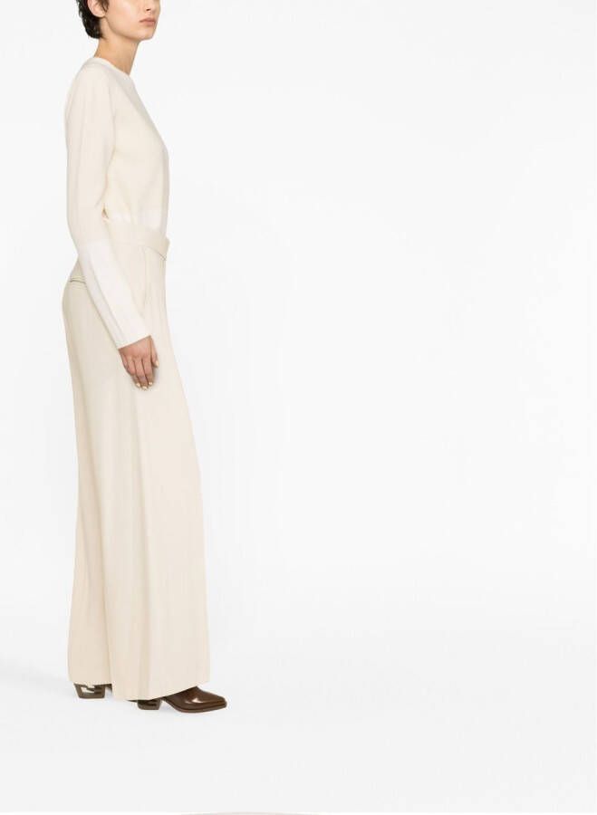 KHAITE Broek met wijde pijpen Beige
