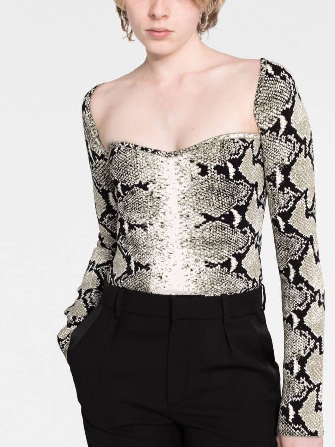 KHAITE Top met slangenprint Groen