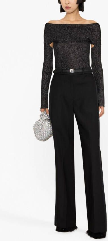 KHAITE Top met open rug Zwart