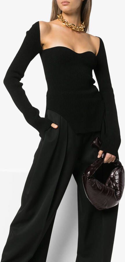 KHAITE Top met sweetheart hals Zwart