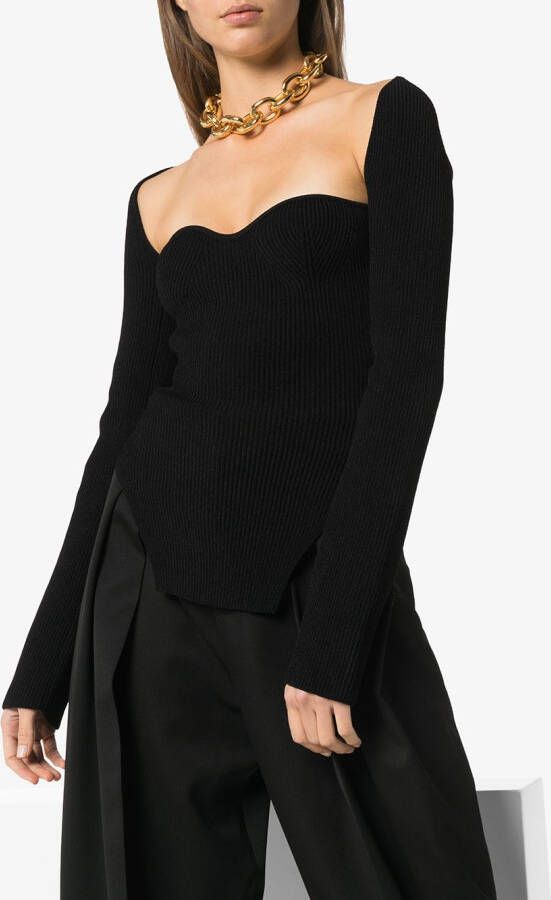 KHAITE Top met sweetheart hals Zwart