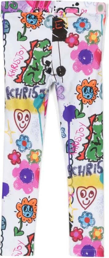 Khrisjoy Kids Legging met grafische print Wit