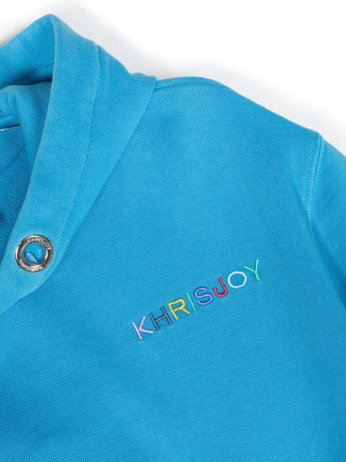 Khrisjoy Kids Hoodie met geborduurd logo Blauw