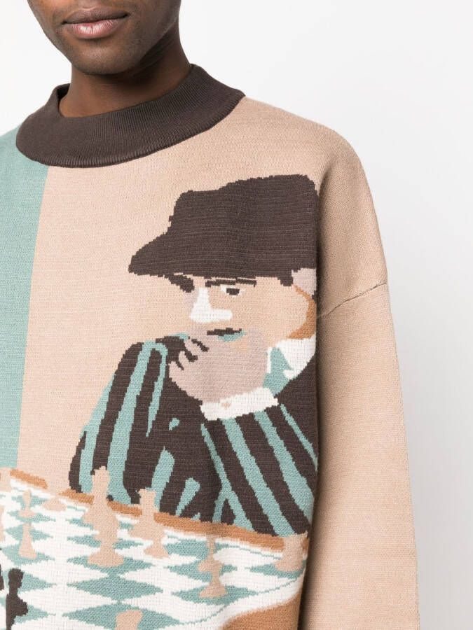 KidSuper Intarsia gebreide trui Bruin