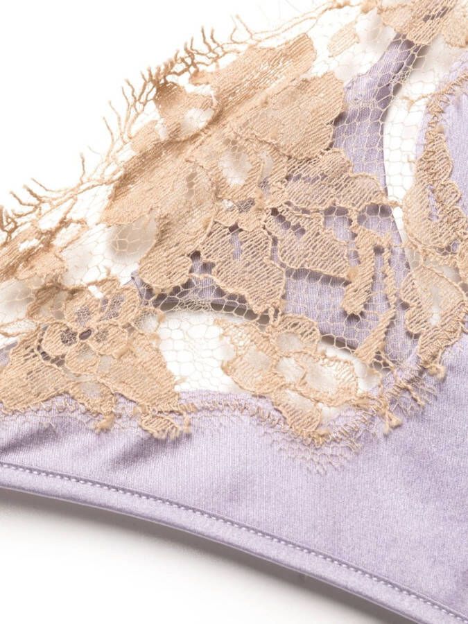 Kiki de Montparnasse floral-lace stretch-silk thong Paars